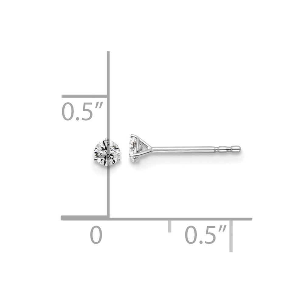 14k White Gold 1/6 carat Lab Grown Diamond VS+ F+ Round Complete Three Prong Stud Earrings