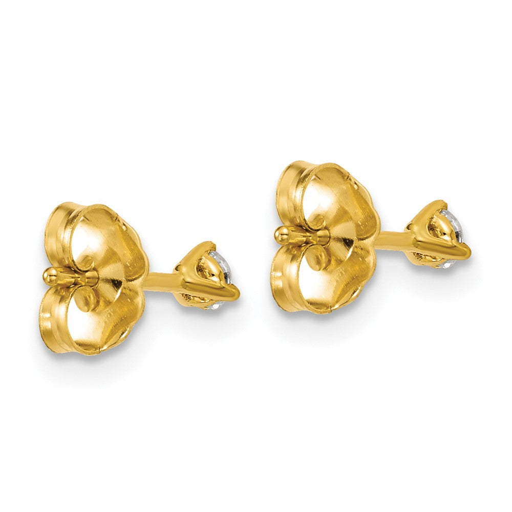14k 1/6 carat Lab Grown Diamond VS+ F+ Round Complete Three Prong Stud Earrings