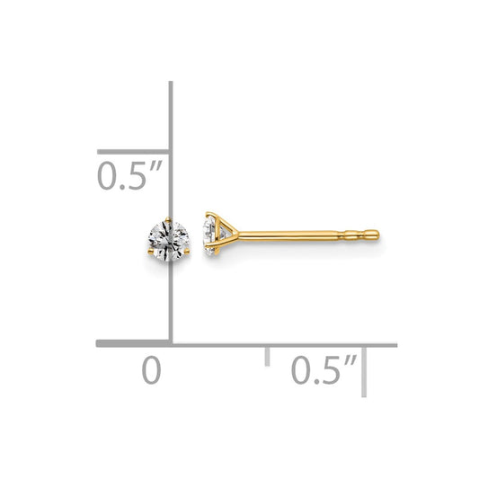 14k 1/6 carat Lab Grown Diamond VS/SI+ G+ Round Complete Three Prong Stud Earrings