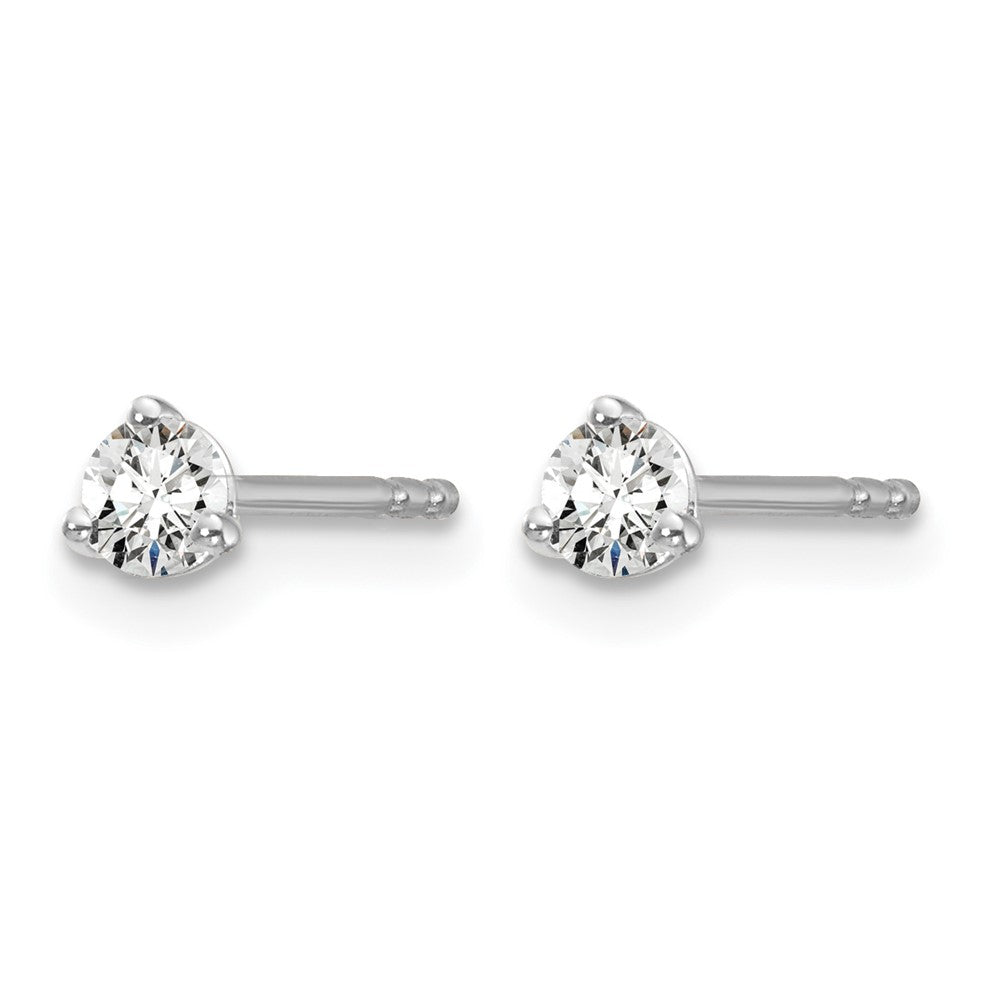 14k White Gold 1/5 carat Certified Lab Grown Diamond VS/SI+ G+ Round Complete Three Prong Stud Earrings