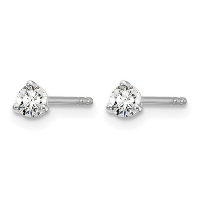 14k White Gold 1/5 carat Certified Lab Grown Diamond VS/SI+ G+ Round Complete Three Prong Stud Earrings