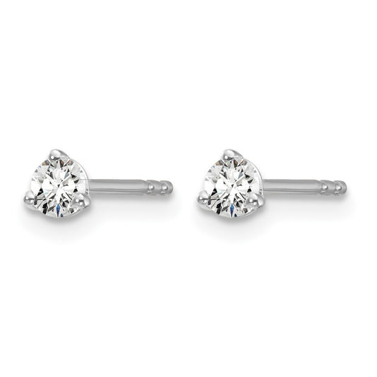 14k White Gold 1/5 carat Certified Lab Grown Diamond VS/SI+ G+ Round Complete Three Prong Stud Earrings