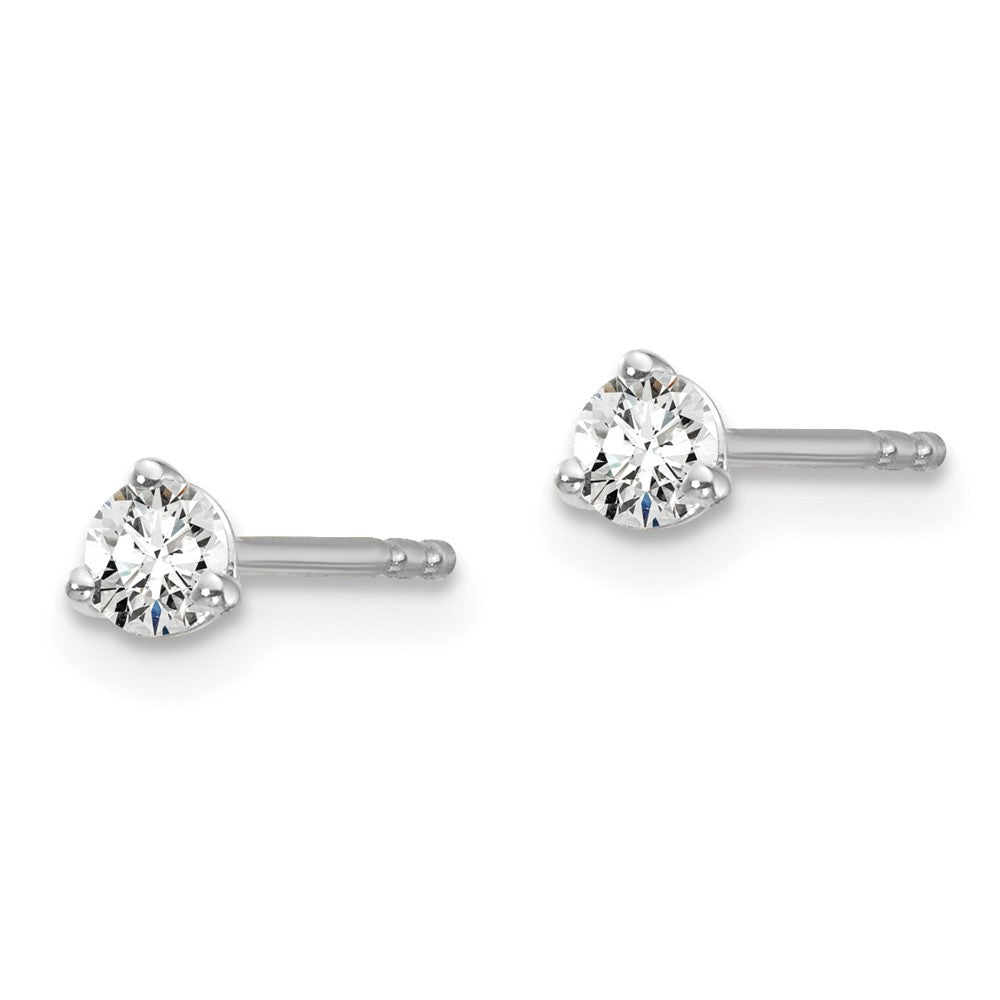 14k White Gold 1/5 carat Lab Grown Diamond VS/SI+ G+ Round Complete Three Prong Stud Earrings