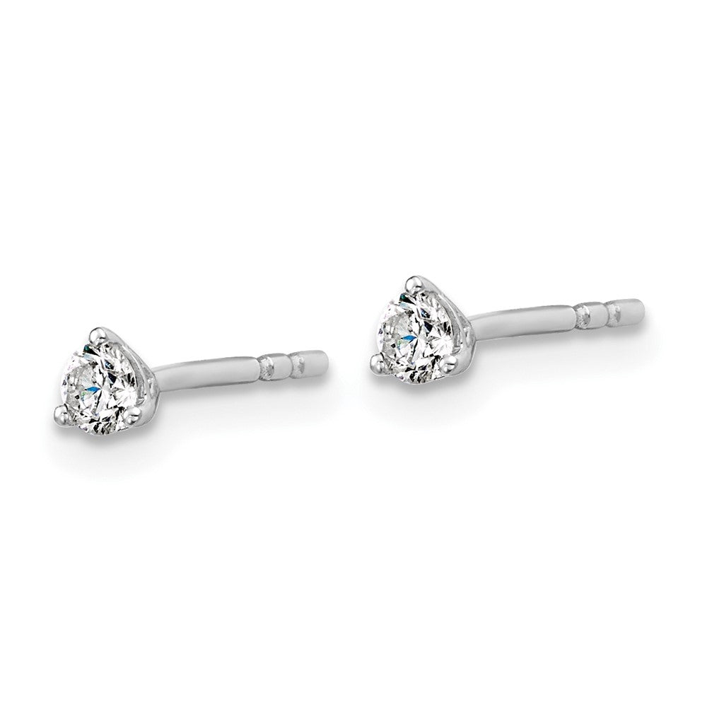 14k White Gold 1/5 carat Certified Lab Grown Diamond VS+ F+ Round Complete Three Prong Stud Earrings