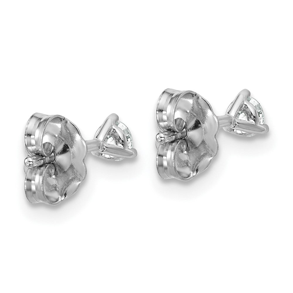 14k White Gold 1/5 carat Certified Lab Grown Diamond VS+ F+ Round Complete Three Prong Stud Earrings
