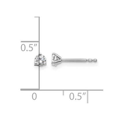 14k White Gold 1/5 carat Certified Lab Grown Diamond VS/SI+ G+ Round Complete Three Prong Stud Earrings