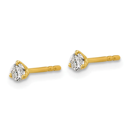 14k 1/5 carat Certified Lab Grown Diamond VS+ F+ Round Complete Three Prong Stud Earrings