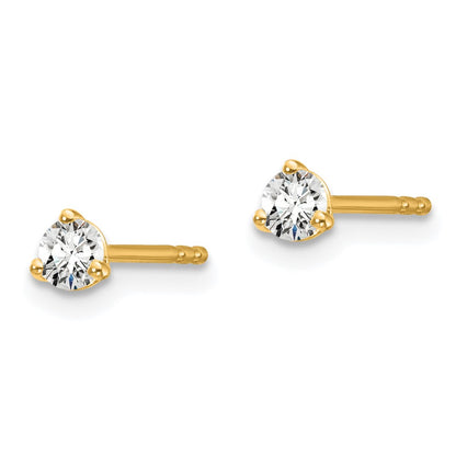 14k 1/5 carat Lab Grown Diamond VS/SI+ G+ Round Complete Three Prong Stud Earrings