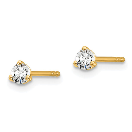 14k 1/5 carat Lab Grown Diamond VS/SI+ G+ Round Complete Three Prong Stud Earrings