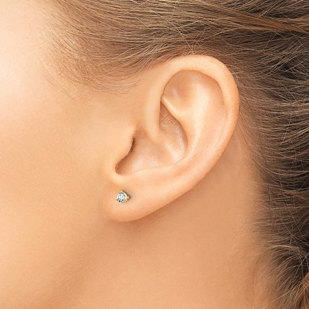 14k 1/5 carat Lab Grown Diamond VS+ F+ Round Complete Three Prong Stud Earrings