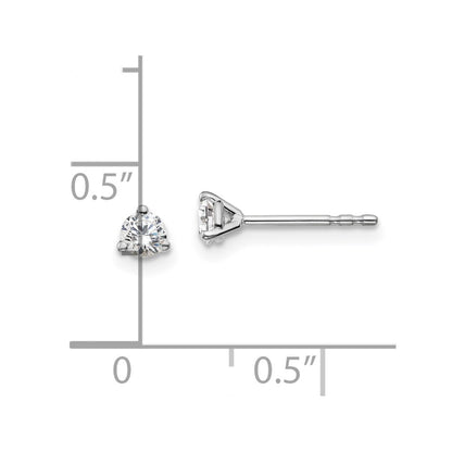 14k White Gold 1/4 carat Certified Lab Grown Diamond VS/SI+ G+ Round Complete Three Prong Stud Earrings