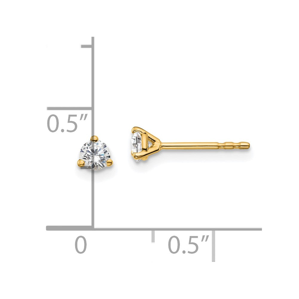 14k 1/4 carat Certified Lab Grown Diamond VS+ F+ Round Complete Three Prong Stud Earrings