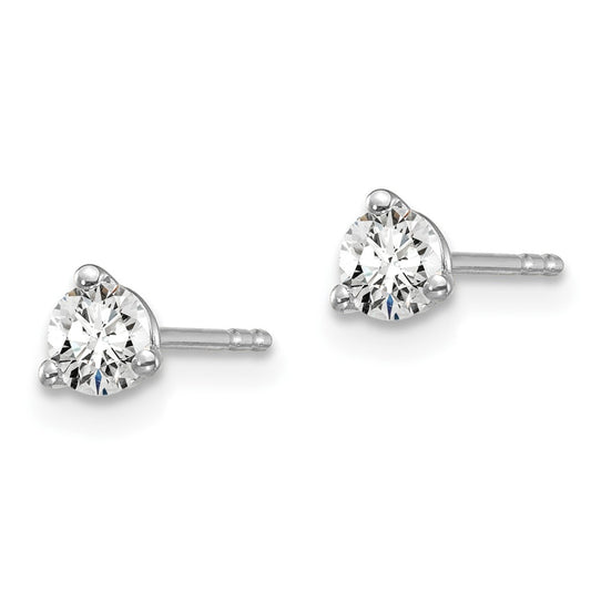 14k White Gold 1/3 carat Lab Grown Diamond VS/SI+ G+ Round Complete Three Prong Stud Earrings