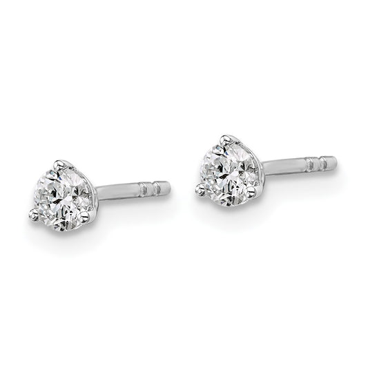 14k White Gold 1/3 carat Certified Lab Grown Diamond VS+ F+ Round Complete Three Prong Stud Earrings