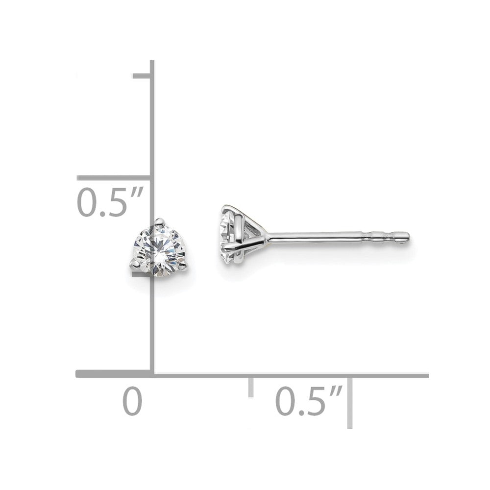 14k White Gold 1/3 carat Lab Grown Diamond VS+ F+ Round Complete Three Prong Stud Earrings