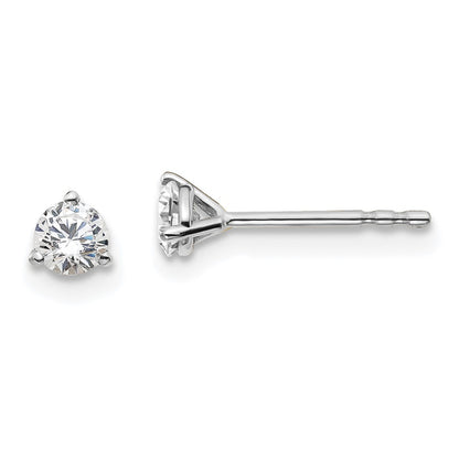 14k White Gold 1/3 carat Certified Lab Grown Diamond VS+ F+ Round Complete Three Prong Stud Earrings