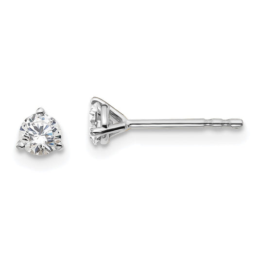 14k White Gold 1/3 carat Certified Lab Grown Diamond VS+ F+ Round Complete Three Prong Stud Earrings