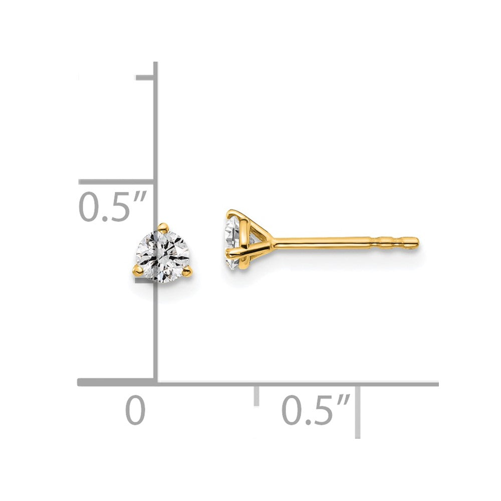 14k 1/3 carat Lab Grown Diamond VS/SI+ G+ Round Complete Three Prong Stud Earrings