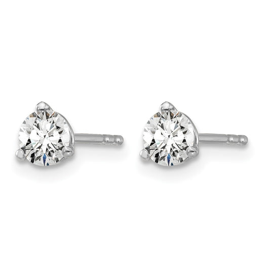 14k White Gold 1/2 carat Certified Lab Grown Diamond VS/SI+ G+ Round Complete Three Prong Stud Earrings