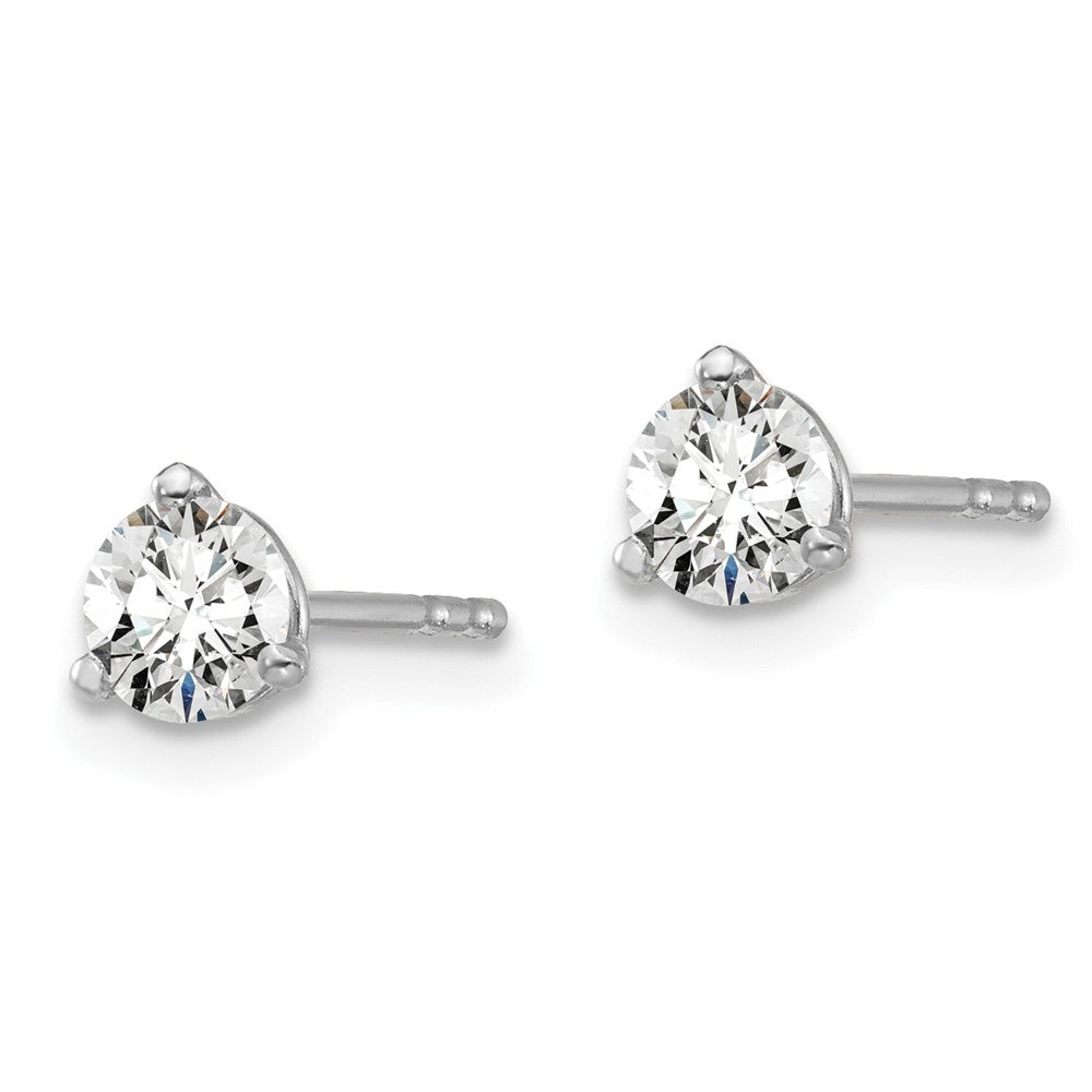 14k White Gold 1/2 carat Lab Grown Diamond VS/SI+ G+ Round Complete Three Prong Stud Earrings