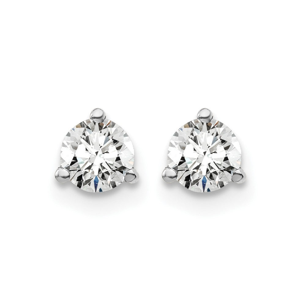 14k White Gold 1/2 carat Certified Lab Grown Diamond VS/SI+ G+ Round Complete Three Prong Stud Earrings