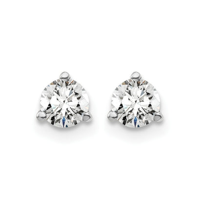 14k White Gold 1/2 carat Certified Lab Grown Diamond VS/SI+ G+ Round Complete Three Prong Stud Earrings