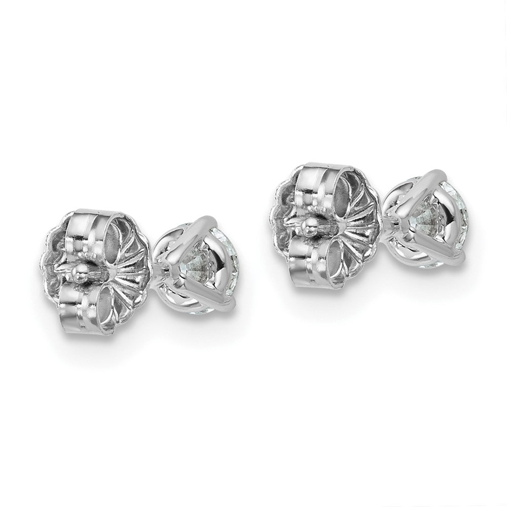 14k White Gold 1/2 carat Lab Grown Diamond VS+ F+ Round Complete Three Prong Stud Earrings