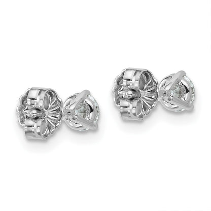 14k White Gold 1/2 carat Certified Lab Grown Diamond VS+ F+ Round Complete Three Prong Stud Earrings