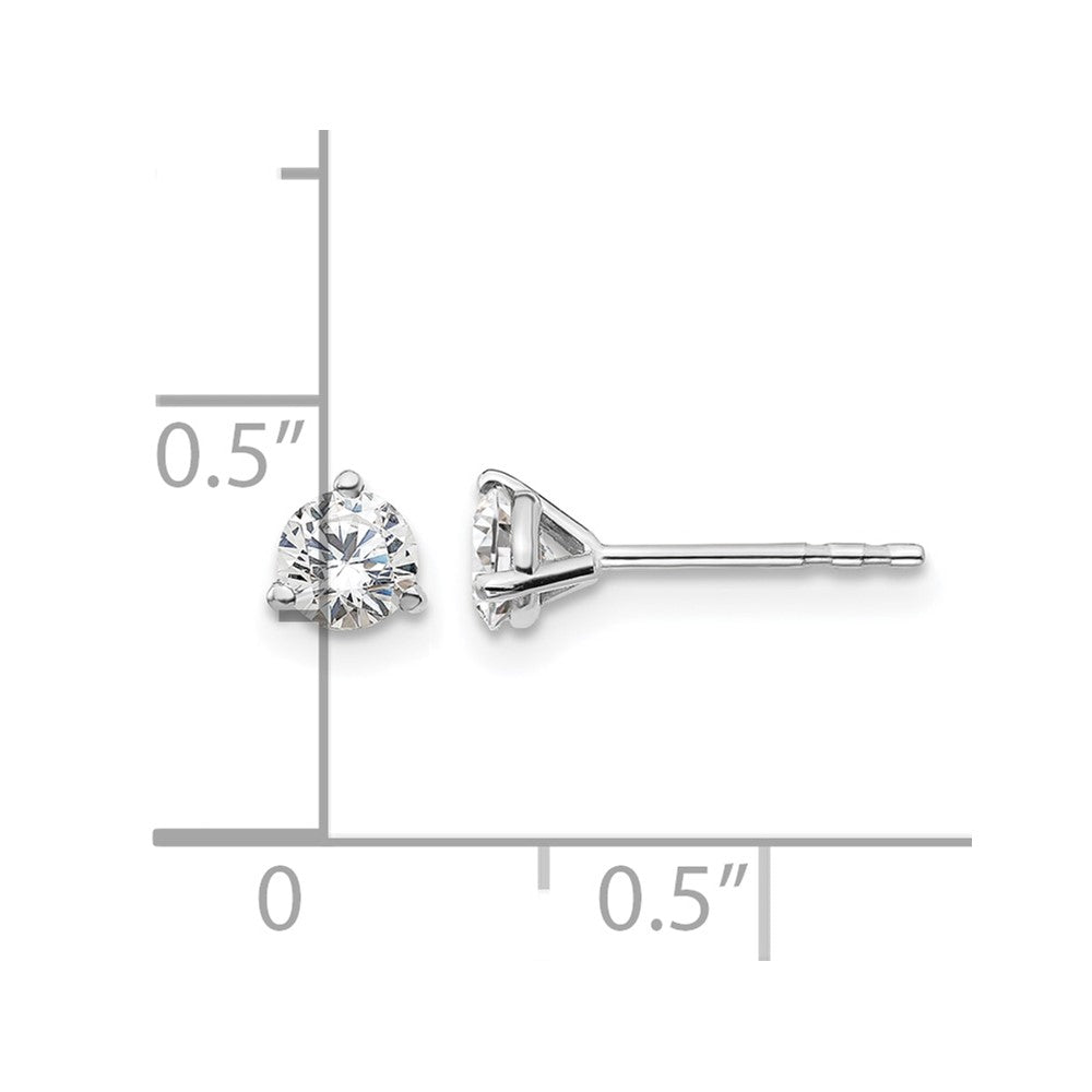 14k White Gold 1/2 carat Certified Lab Grown Diamond VS/SI+ G+ Round Complete Three Prong Stud Earrings