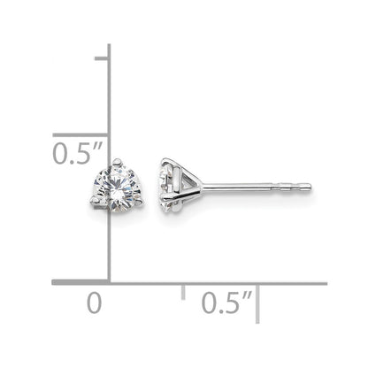 14k White Gold 1/2 carat Certified Lab Grown Diamond VS/SI+ G+ Round Complete Three Prong Stud Earrings