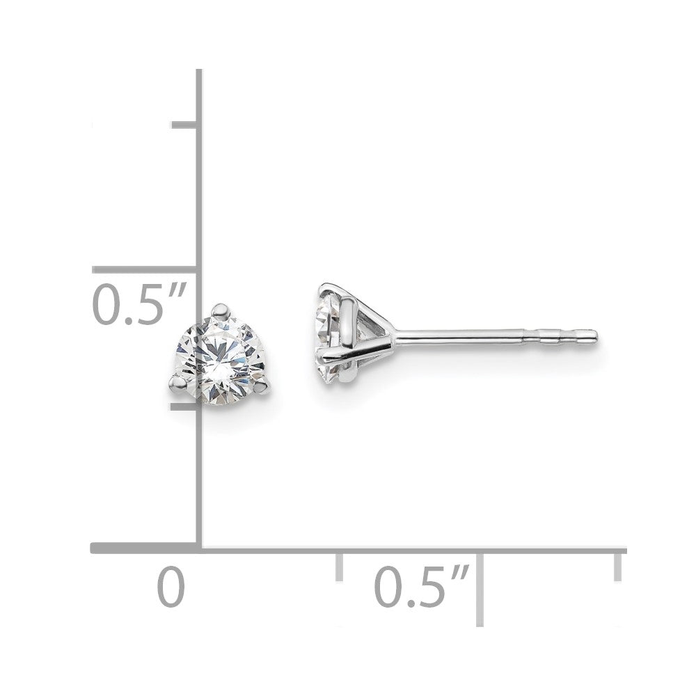 14k White Gold 1/2 carat Lab Grown Diamond VS+ F+ Round Complete Three Prong Stud Earrings