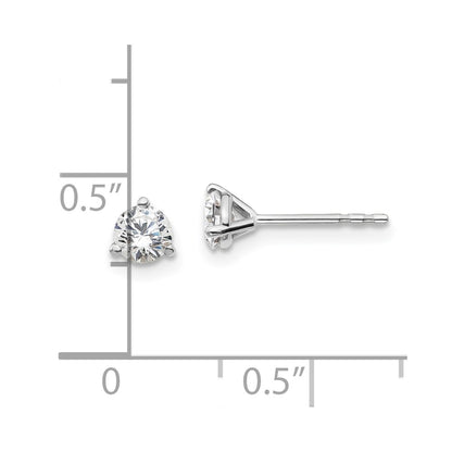 14k White Gold 1/2 carat Certified Lab Grown Diamond VS+ F+ Round Complete Three Prong Stud Earrings