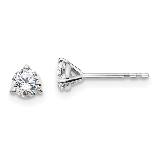 14k White Gold 1/2 carat Lab Grown Diamond VS+ F+ Round Complete Three Prong Stud Earrings