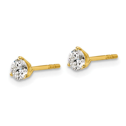 14k 1/2 carat Lab Grown Diamond VS+ F+ Round Complete Three Prong Stud Earrings