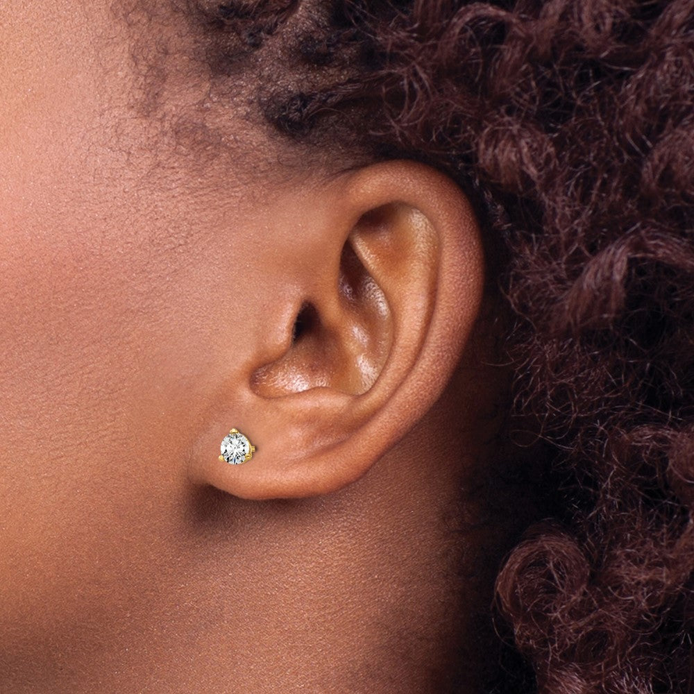 14k 1/2 carat Lab Grown Diamond VS+ F+ Round Complete Three Prong Stud Earrings