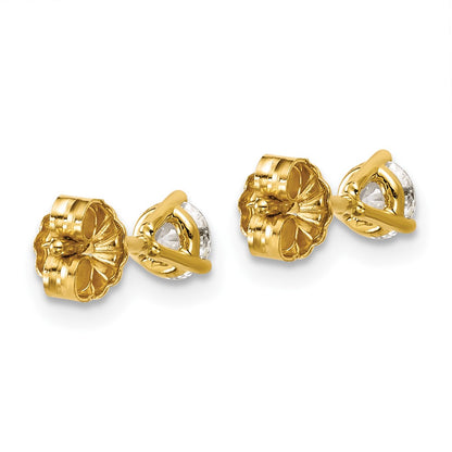 14k 1/2 carat Lab Grown Diamond VS+ F+ Round Complete Three Prong Stud Earrings