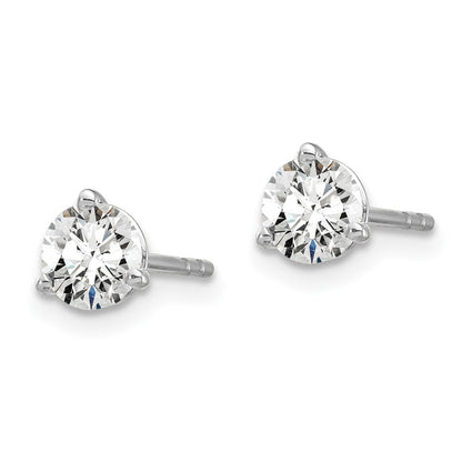 14k White Gold 5/8 carat Certified Lab Grown Diamond VS+ F+ Round Complete Three Prong Stud Earrings