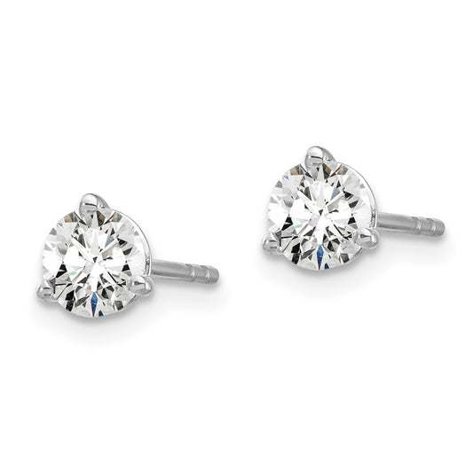 14k White Gold 5/8 carat Lab Grown Diamond VS/SI+ G+ Round Complete Three Prong Stud Earrings