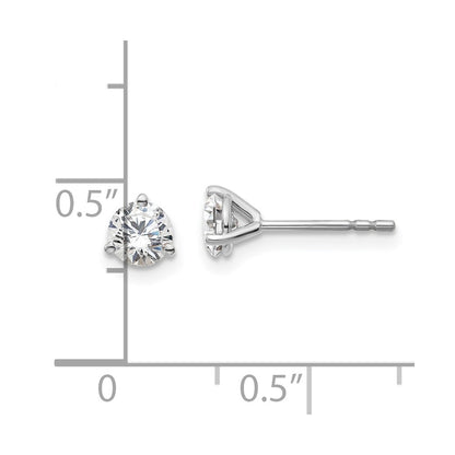 14k White Gold 5/8 carat Lab Grown Diamond VS+ F+ Round Complete Three Prong Stud Earrings