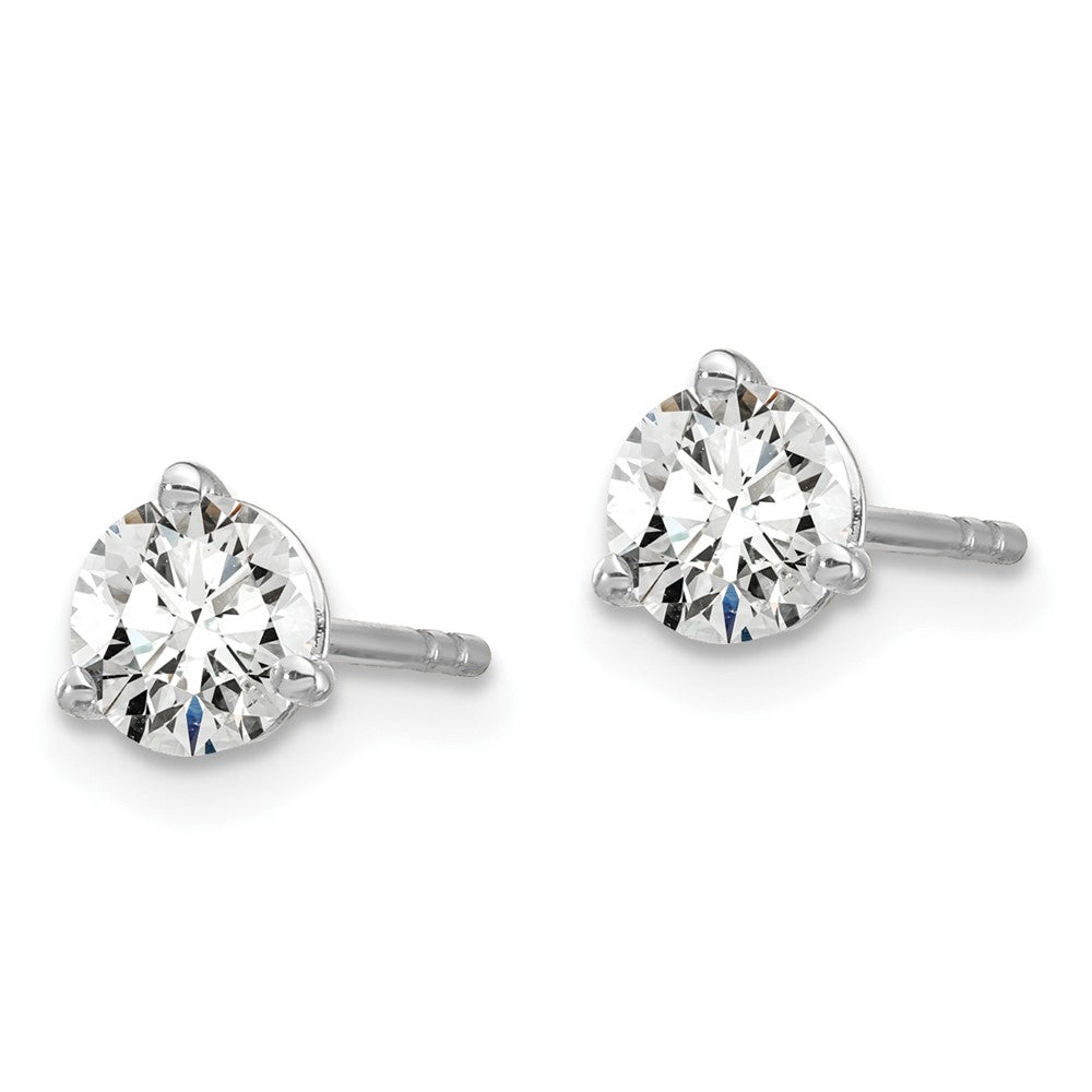 14k White Gold 3/4 carat Lab Grown Diamond VS/SI+ G+ Round Complete Three Prong Stud Earrings