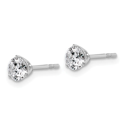 14k White Gold 3/4 carat Certified Lab Grown Diamond VS/SI+ G+ Round Complete Three Prong Stud Earrings
