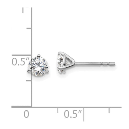 14k White Gold 3/4 carat Certified Lab Grown Diamond VS/SI+ G+ Round Complete Three Prong Stud Earrings