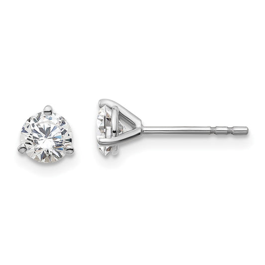 14k White Gold 3/4 carat Certified Lab Grown Diamond VS/SI+ G+ Round Complete Three Prong Stud Earrings