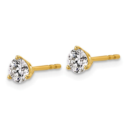 14k 3/4 carat Certified Lab Grown Diamond VS/SI+ G+ Round Complete Three Prong Stud Earrings