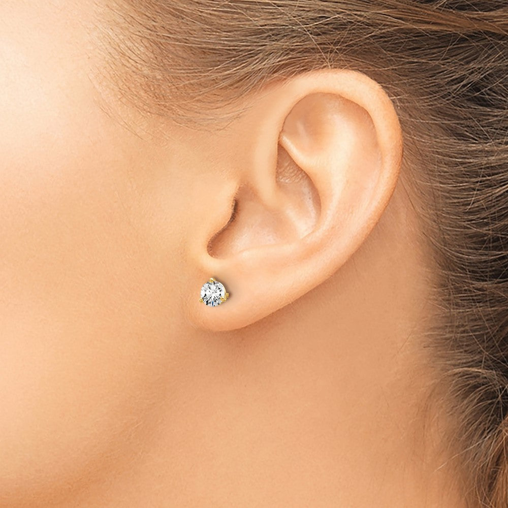 14k 3/4 carat Lab Grown Diamond VS+ F+ Round Complete Three Prong Stud Earrings