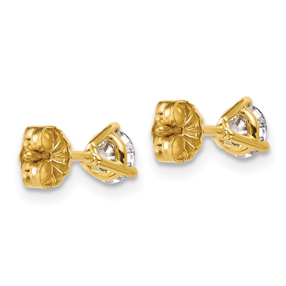 14k 3/4 carat Lab Grown Diamond VS+ F+ Round Complete Three Prong Stud Earrings