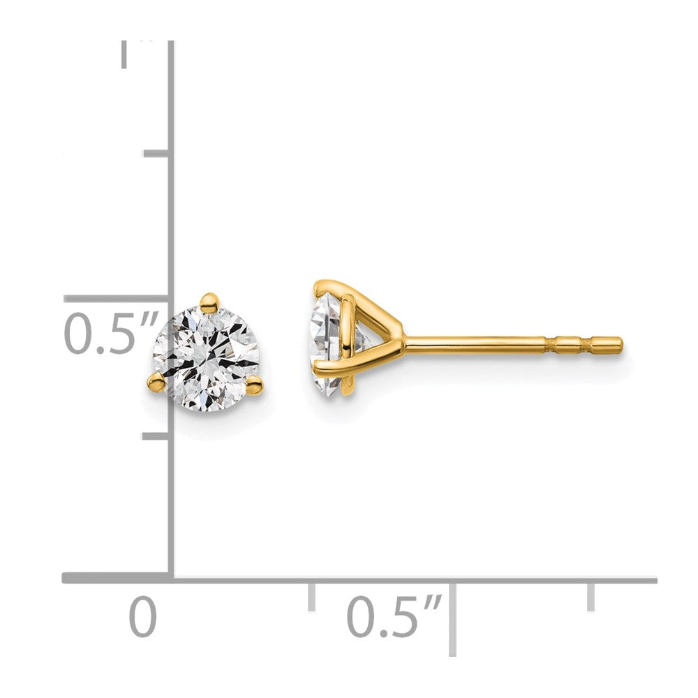 14k 3/4 carat Lab Grown Diamond VS+ F+ Round Complete Three Prong Stud Earrings
