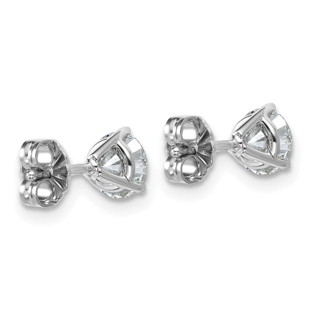 14k White Gold 1 carat Lab Grown Diamond VS+ F+ Round Complete Three Prong Stud Earrings