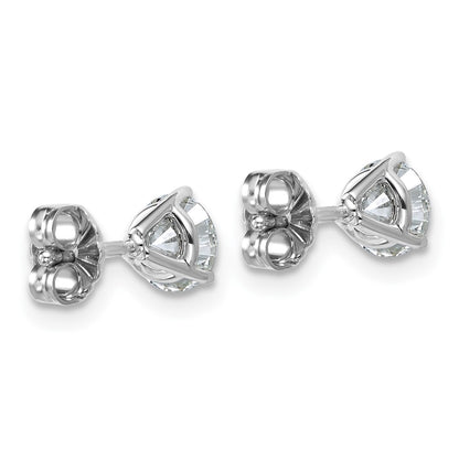 14k White Gold 1 carat Lab Grown Diamond VS+ F+ Round Complete Three Prong Stud Earrings