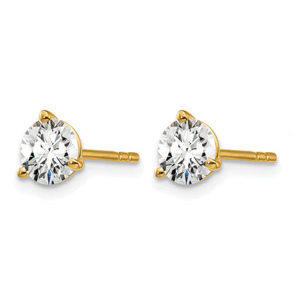 14k 1 carat Lab Grown Diamond VS+ F+ Round Complete Three Prong Stud Earrings
